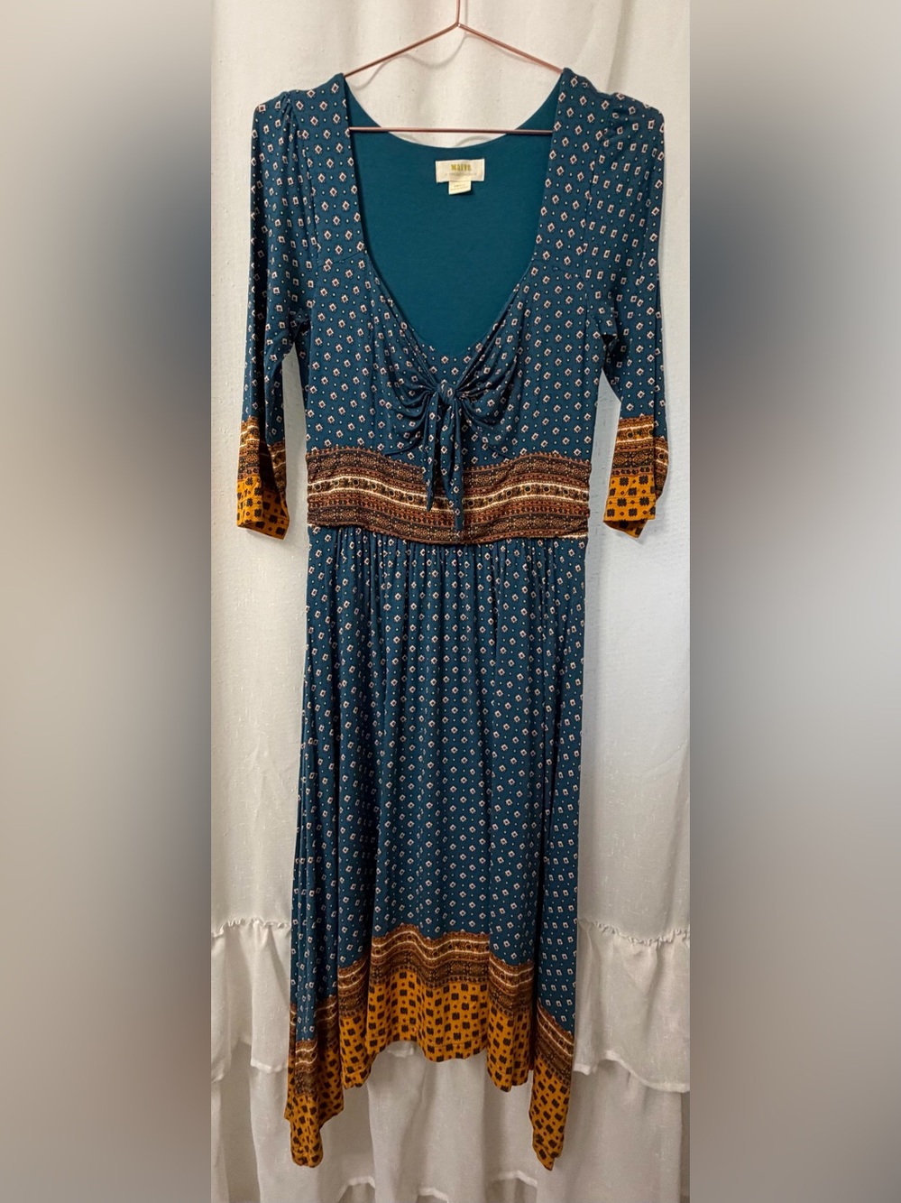 Maeve by Anthropologie "Beloved" Tie-Front Midi Dress - Size Small - NWOT - Picture 5 of 9
